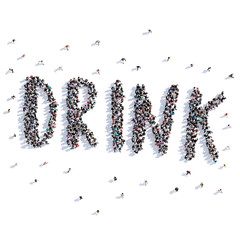 A lot of people form drink, coffee, icon . 3d rendering.