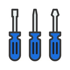 Screwdriver, filled outline icon handyman tool