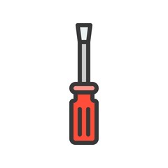 Screwdriver, filled outline icon handyman tool