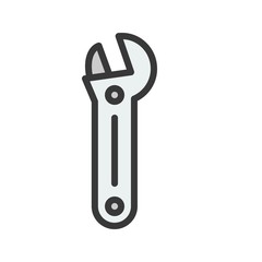 adjustable spanner, Filled outline icon, handyman tool and equipment set