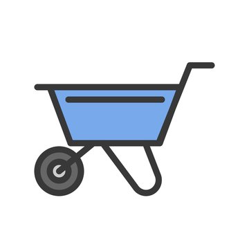 recommend clip art: Wheelbarrow, Filled outline icon, handyman tool and equipment set
