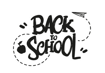 Vector illustration: Hand drawn typographic lettering of Back to School on white background.