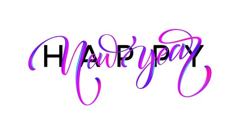 2019 New Year of a colorful brushstroke oil or acrylic paint design element. Vector illustration