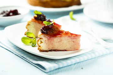 Homemade cheesecake with berry topping