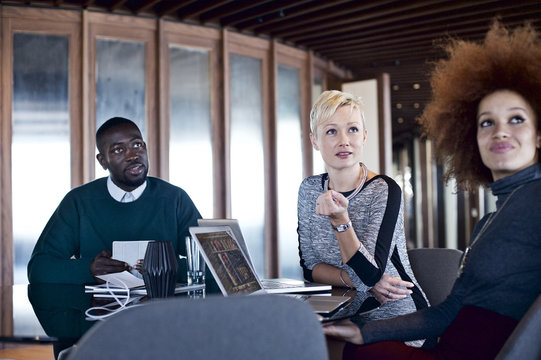 Caucasian businesswoman in a corporate office