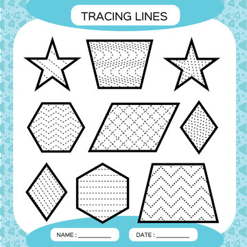 Tracing colorful shapes for preschool children. Writing practice. 4255948  Vector Art at Vecteezy