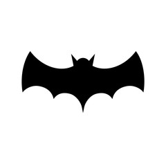 Black bat silhouette isolated on white background