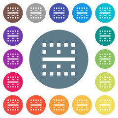 Horizontal border flat white icons on round color backgrounds