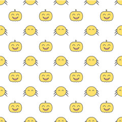 Halloween loopable background. Spider and jack o lantern seamless pattern.