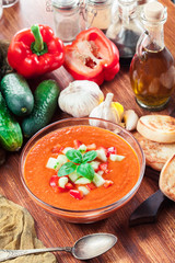 Spicy homemade gazpacho soup