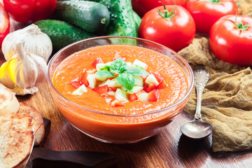 Spicy homemade gazpacho soup