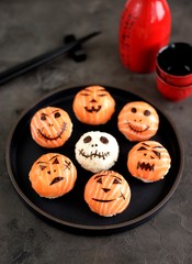 Halloween Sushi Monsters. Temari sushi, sushi balls for Halloween