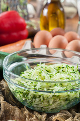 Grated zucchini to prepare fritters