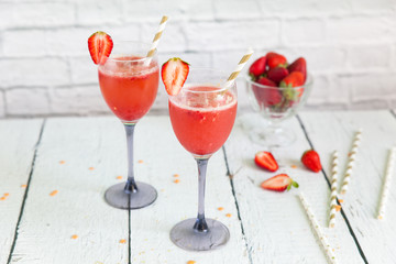 Luxury wine cocktail with strawberry sorbet