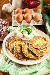 Zucchini fritters or pancakes