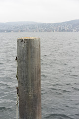 massive stone pole in water