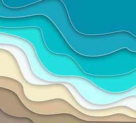 Wave abstract background. Waves of the sea, ocean. Paper 3d illustration