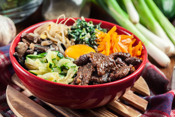 Bibimbap - rice with beef and vegetables