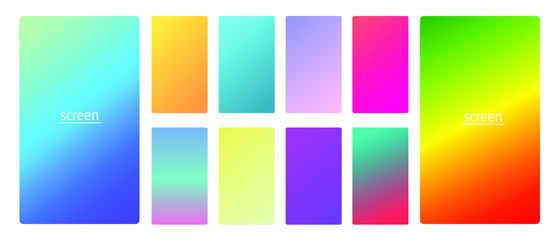 Obraz na płótnie Canvas Vibrant and smooth gradient soft colors for devices, pc's and modern smartphone screen backgrounds set vector ux and ui design illustration