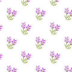Seamless floral pattern, lavender color, cross stitch style