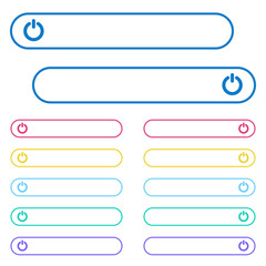 Power switch icons in rounded color ghost buttons