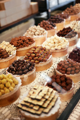 Chocolate Store. Chocolate Sweets On Shelves In Shop