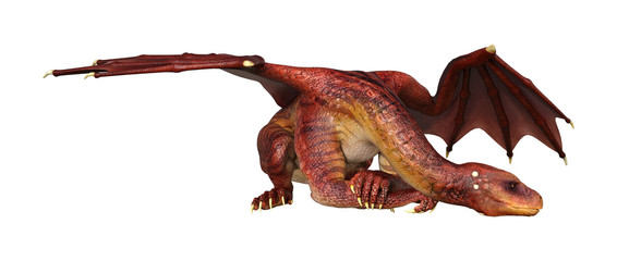 3D Rendering Fantasy Dragon on White