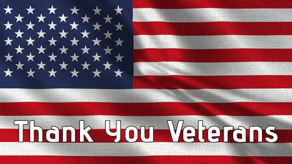 Thank you veterans text and the flag of the USA 2