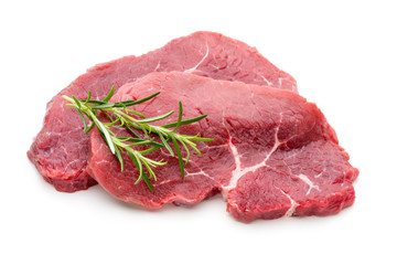 Fresh raw beef steak isolated on white.
