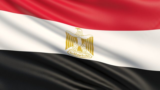 The national flag of Egypt. Waved highly detailed fabric texture.