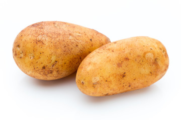 A bio russet potato isolated white background.