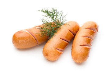 Pork sausage isolated on white background.