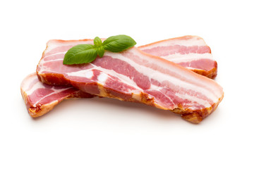 Pieces of raw pork lard isolated on white background.