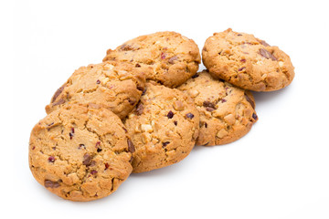 Chocolate chip cookie isolated on white background.