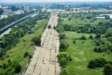 Aerial view of the Vacaresti Nature Park in Bucharest