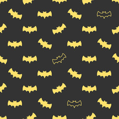Seamless pattern with thin line bats. Tileable illustration for wrap, cloth, background.