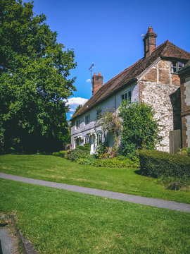 Beautiful View of a Street in Summer Day, Selborne, Hampshire, England