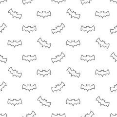 Seamless pattern with thin line bats. Tileable illustration for wrap, cloth, background.