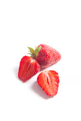 Strawberry fresh ripe sweet berry with sliced half isolated on white.