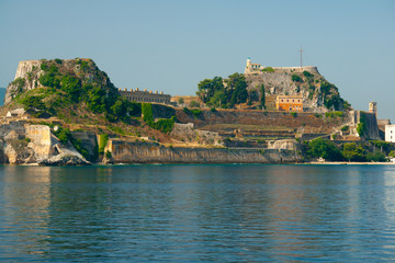 The Old Fortress in Corfu town with the sea in the front, Corfu island, Greece