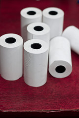 several rolls of thermal paper