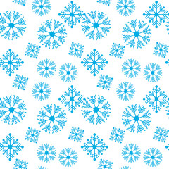 Vector illustration. Seamless pattern. Winter ornament blue snowflakes. For packaging paper