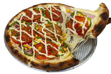 Pizza slice melted cheese