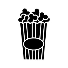 Paper glass with popcorn glyph icon