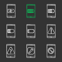 Smartphone chalk icons set