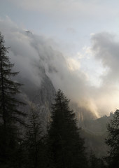 Dramatic sky over the mountains in the European Alps