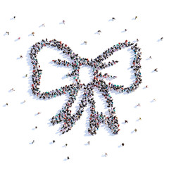 A lot of people form bow, icon . 3d rendering.