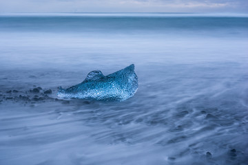Iceland Jokulsarlon ice beach with whale shape