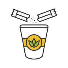 Adding sugar to tea color icon