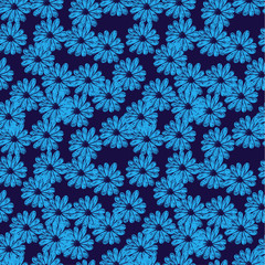Vector seamless pattern with doodle flowers.